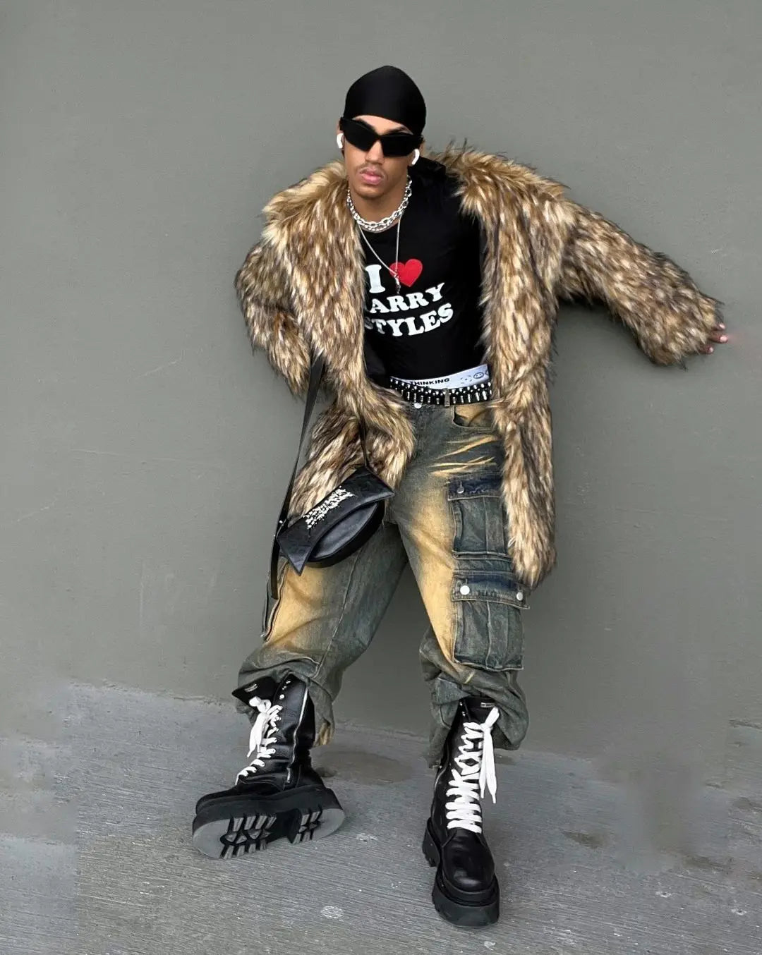 Faux Fur Long Coat Hominus Denim