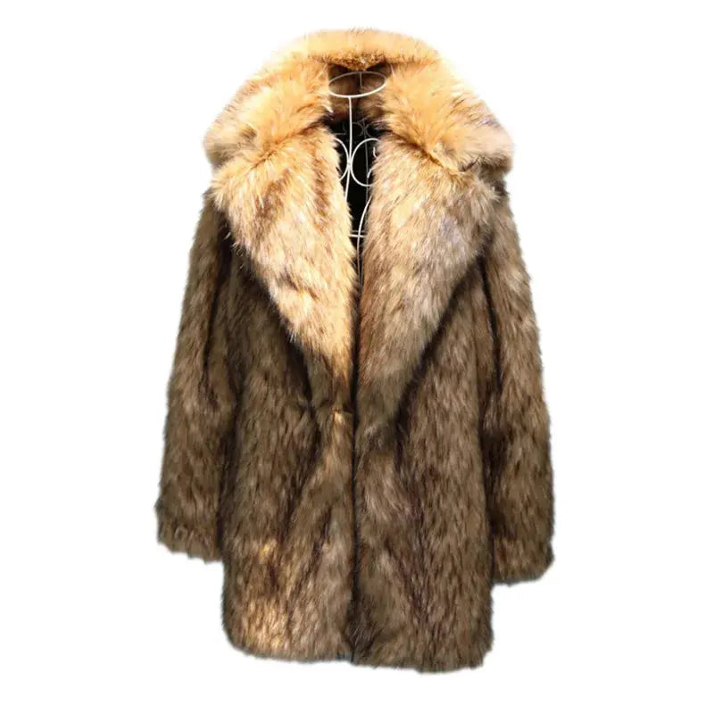 Faux Fur Long Coat - Hominus Denim