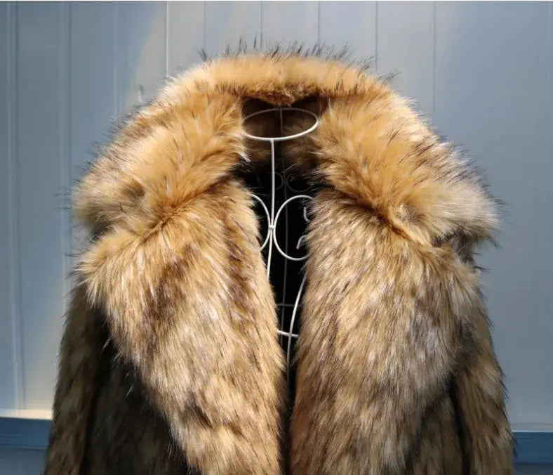 Faux Fur Long Coat - Hominus Denim