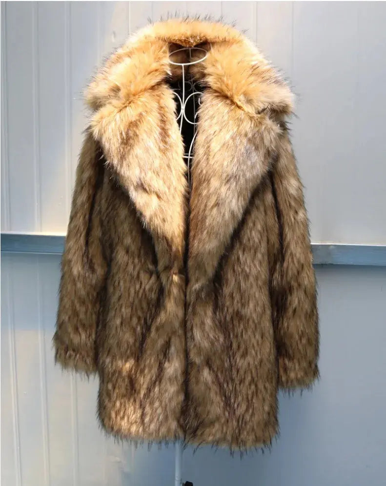 Faux Fur Long Coat - Hominus Denim