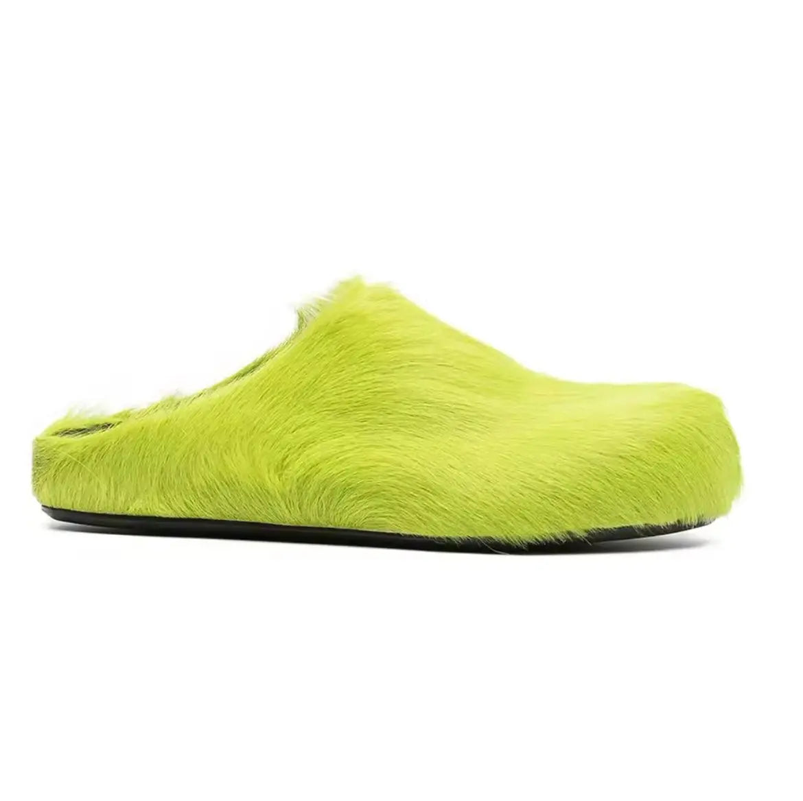 Faux Fur Mules Slippers Slides Hominus Denim