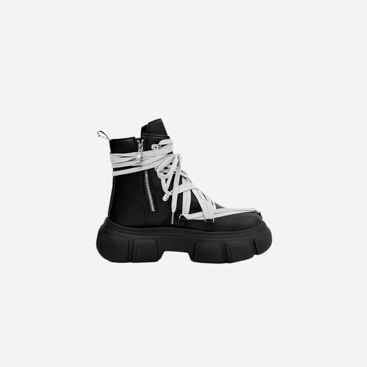 Faux Leather Laced-Up Boots Hominus Denim