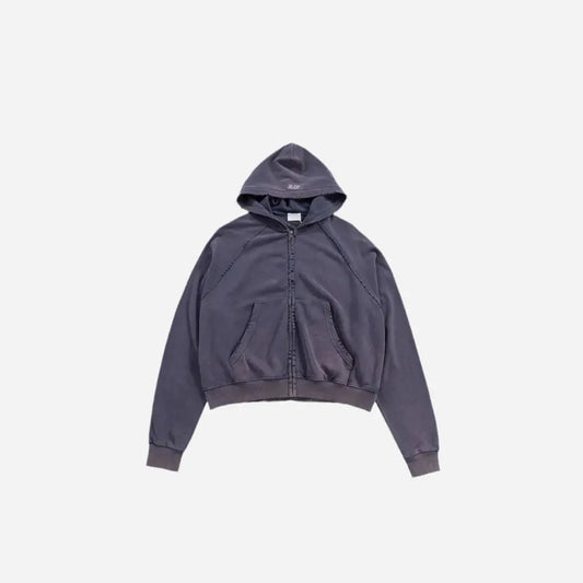 Frayed Washed Vintage Zip Hoodie Hominus Denim