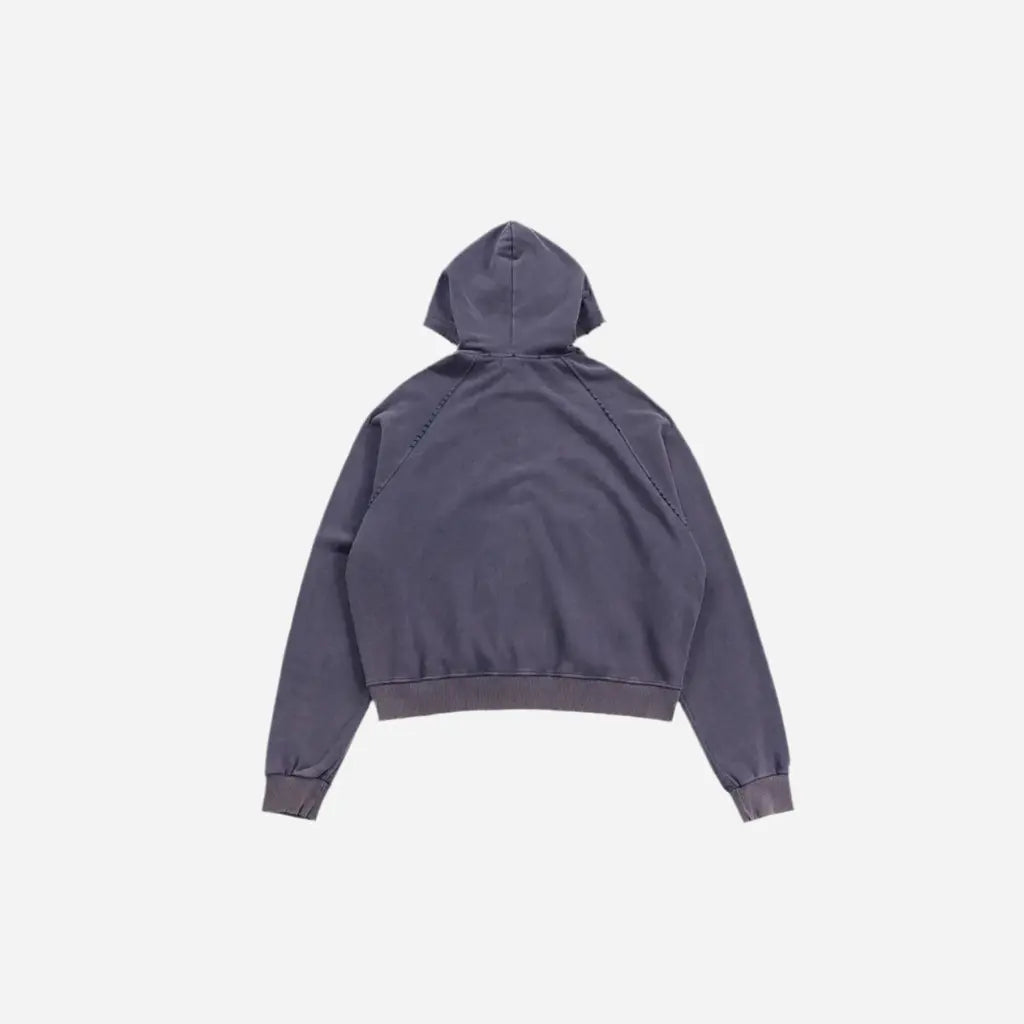Frayed Washed Vintage Zip Hoodie Hominus Denim
