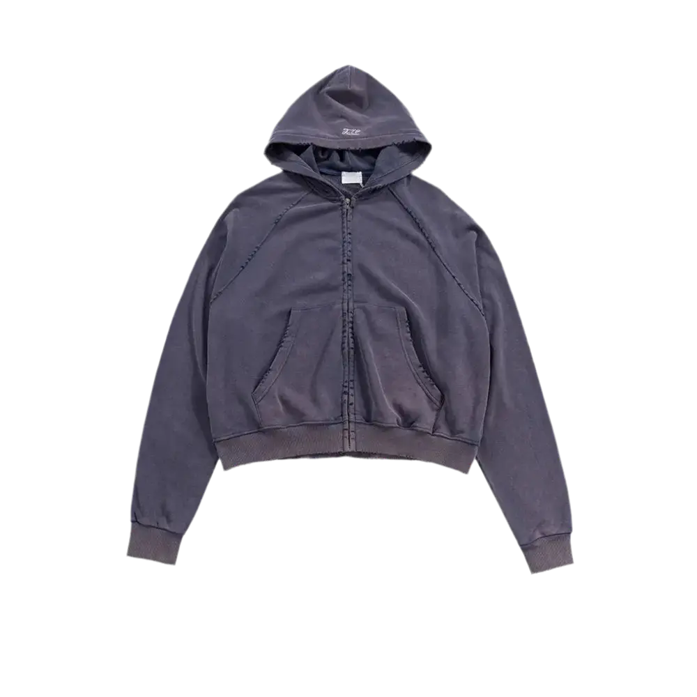 Frayed Washed Vintage Zip Hoodie Hominus Denim