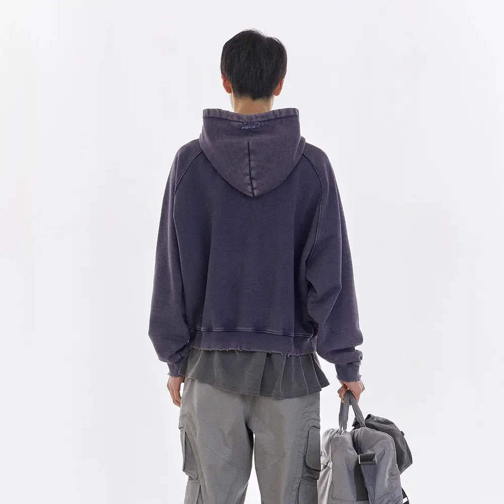 Frayed Washed Vintage Zip Hoodie
