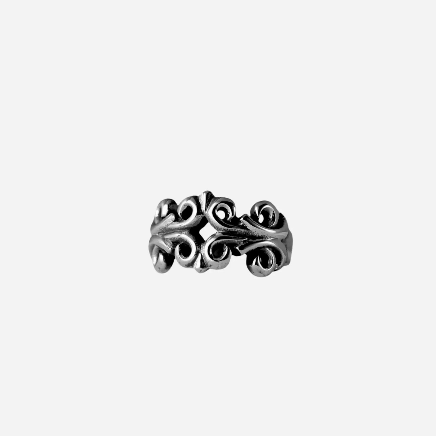 French Gothic Flower Design Stainless Steel Ring Hominus Denim