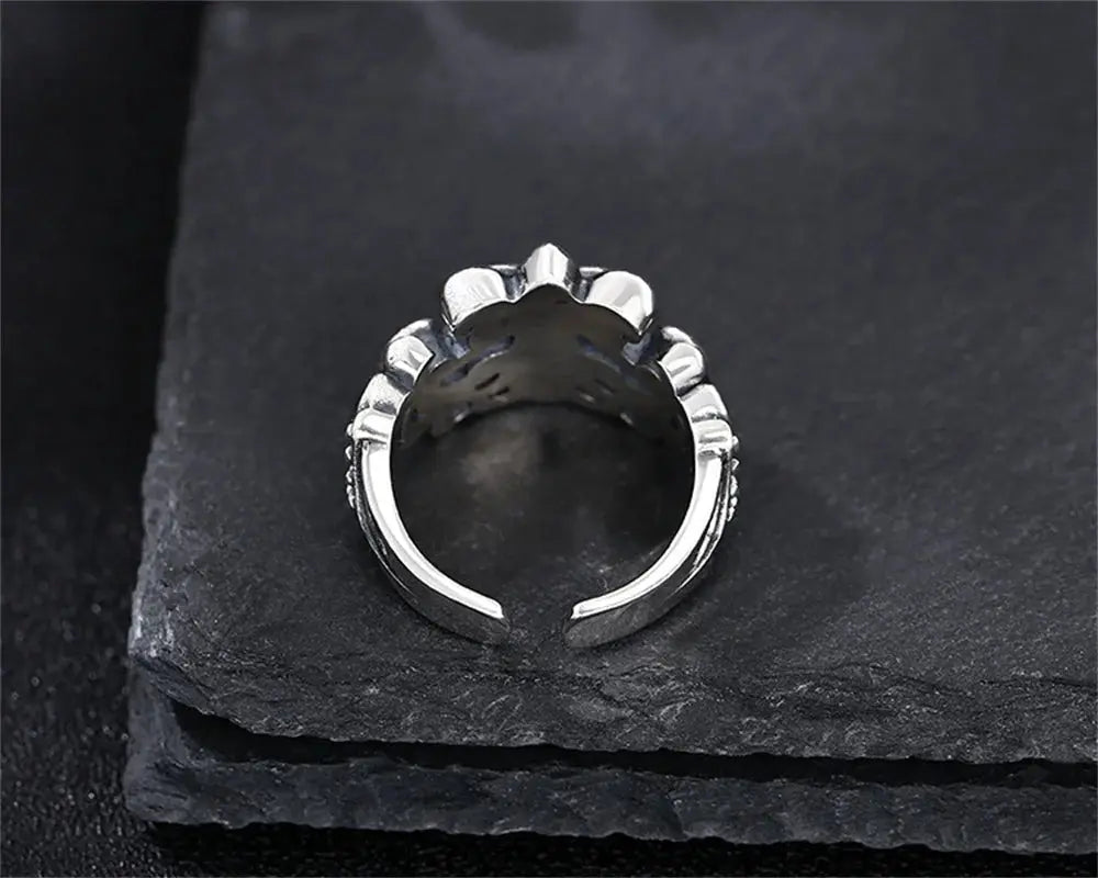 Genuine S925 Sterling Silver Rings for Women Men New Fashion Relief Hollow Eternal Rattan Cross Punk Jewelry Wholesale Hominus Denim