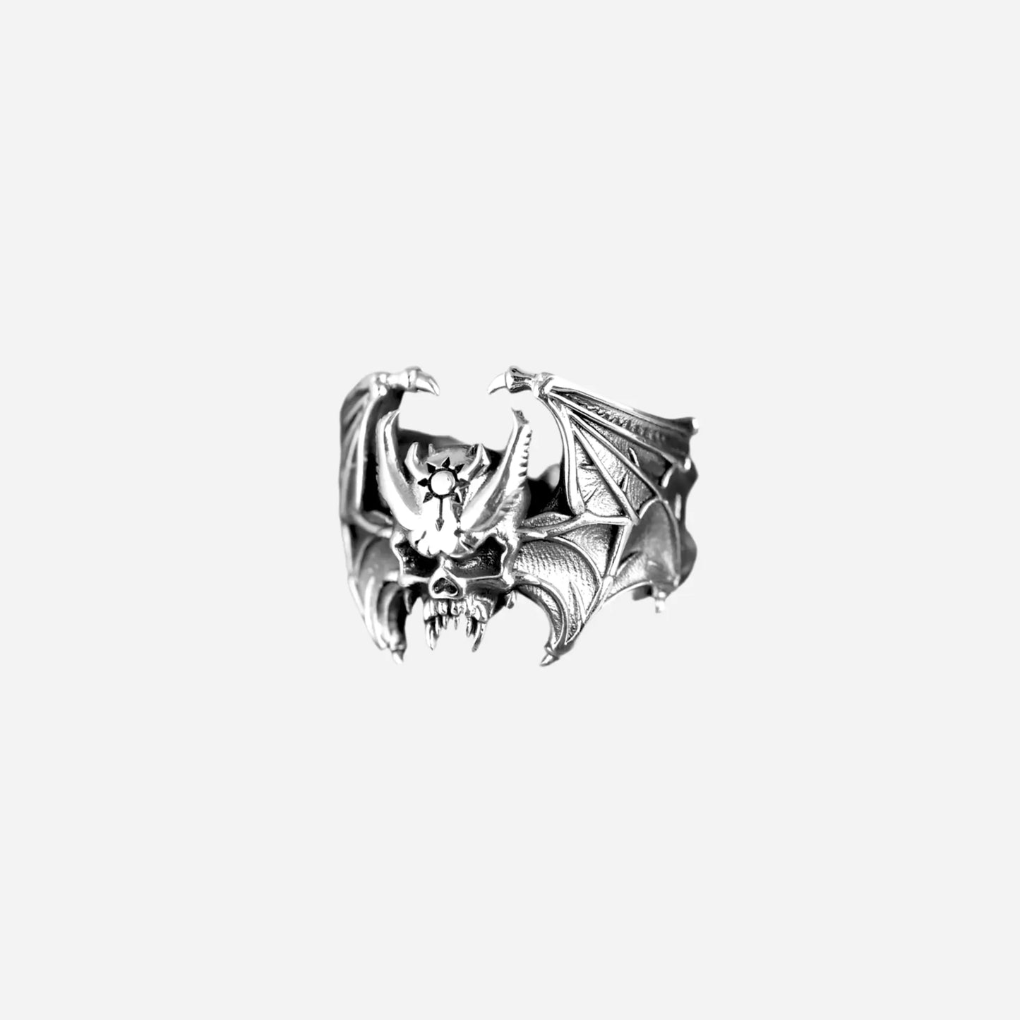 Gothic Bat Skull Silver Ring Hominus Denim