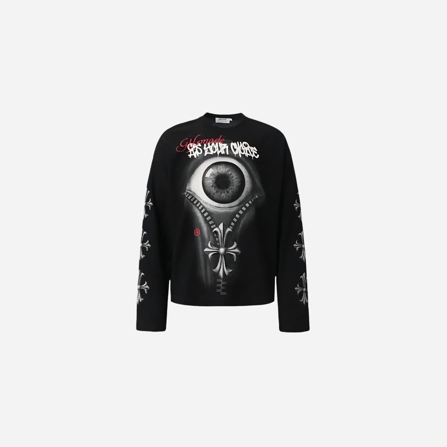 Gothic Punk Eyes Graphic T-shirts Men Streetwear Harajuku Hip Hop Oversized T Shirts Loose Casual Long Sleeve Tshirt Tee Tops Hominus Denim