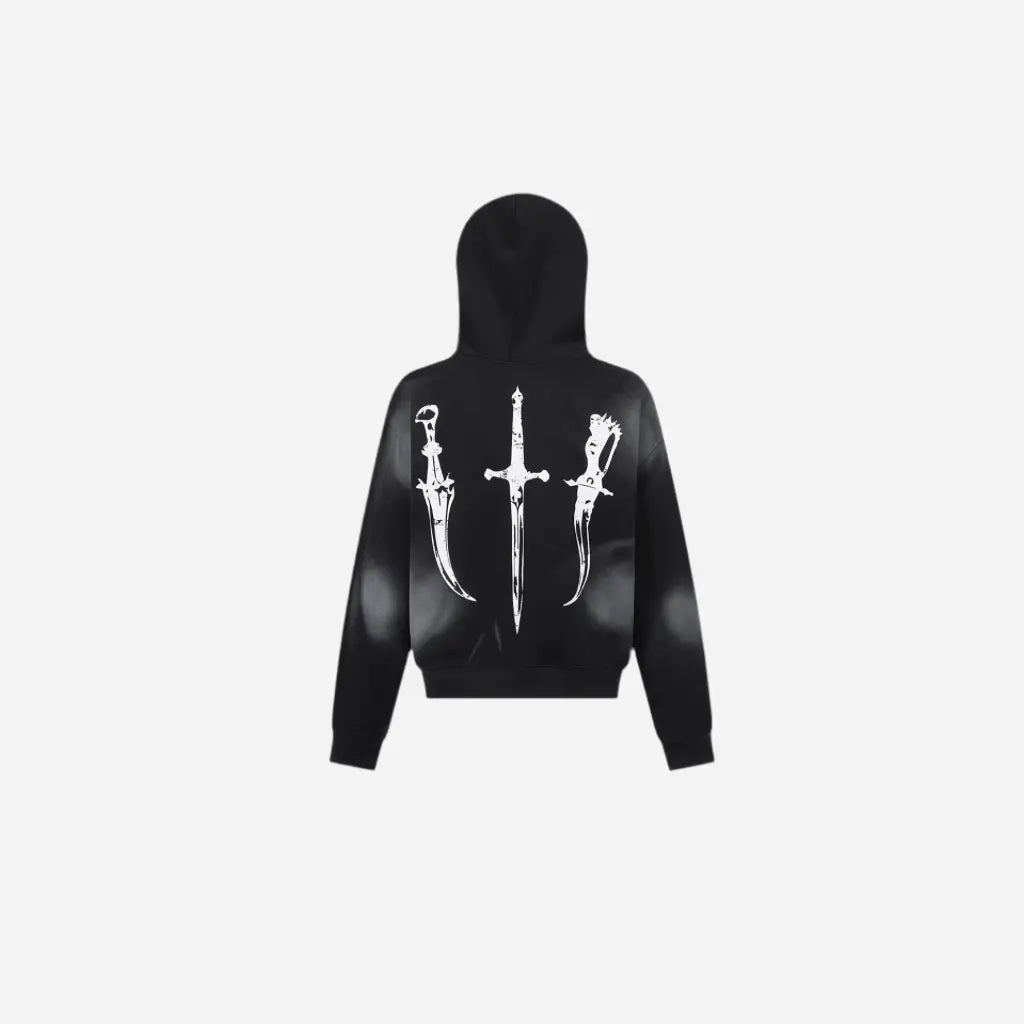 Gothic Washed Fur Hooded Zip Hoodie Hominus Denim