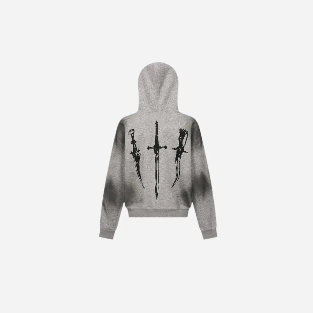 Gothic Washed Fur Hooded Zip Hoodie Hominus Denim