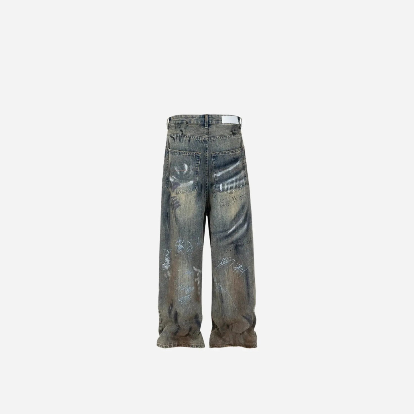 Graffiti Damaged Wash Baggy Jean Hominus Denim