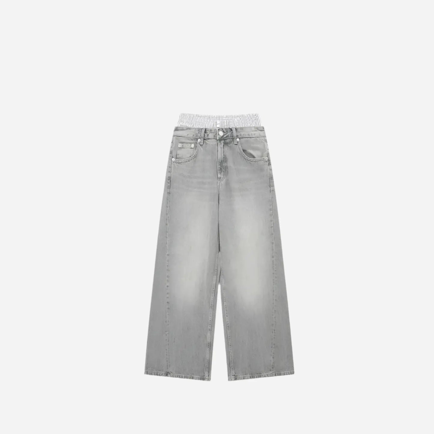 Gray Double Waist Wide Leg Denim Hominus Denim