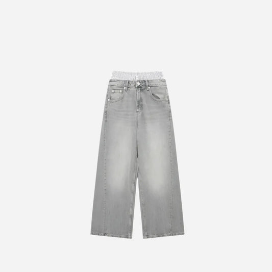 Gray Double Waist Wide Leg Denim Hominus Denim