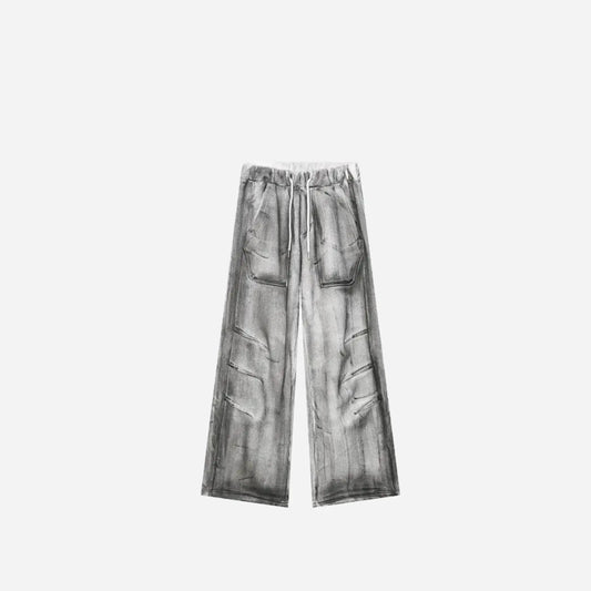 Gray Washed Destroyed Baggy Sweatpants Hominus Denim