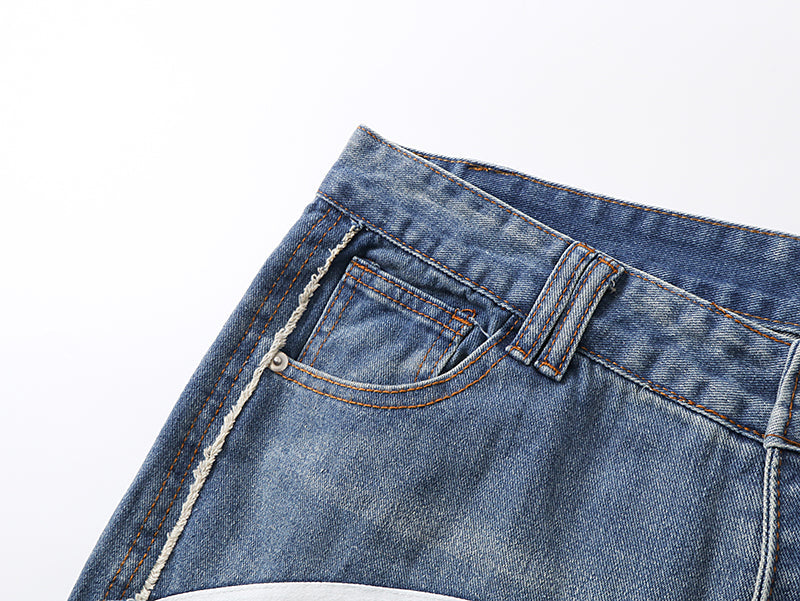 Grunge Distressed Striped Baggy Jean - Hominus Denim