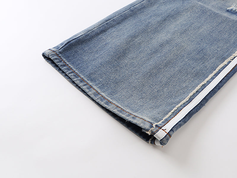 Grunge Distressed Striped Baggy Jean - Hominus Denim