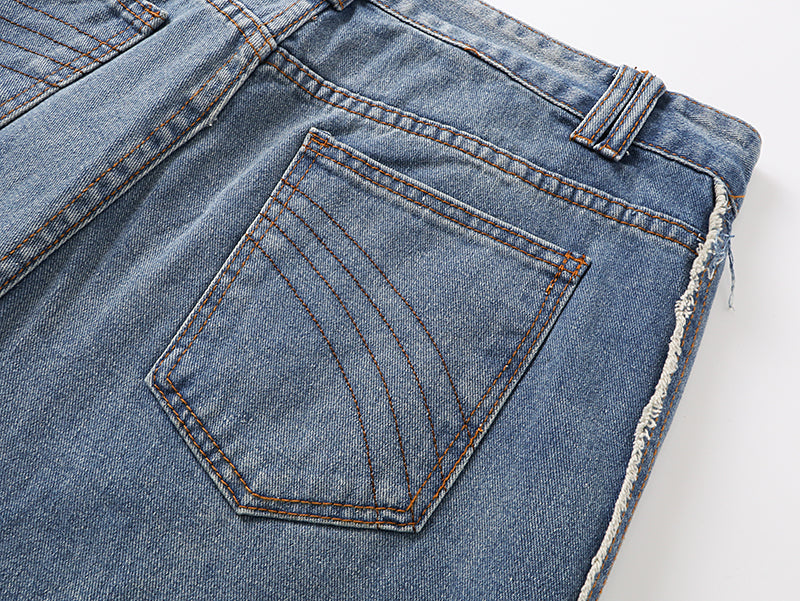Grunge Distressed Striped Baggy Jean - Hominus Denim