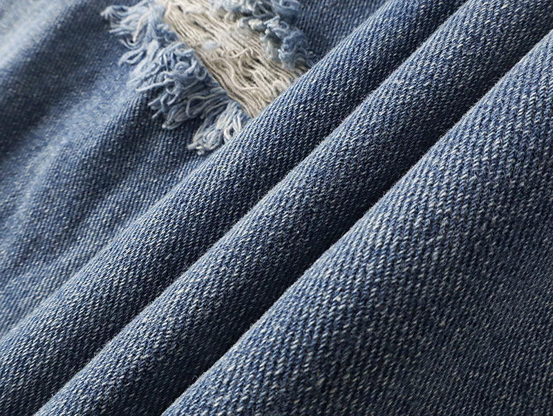 Grunge Distressed Striped Baggy Jean - Hominus Denim