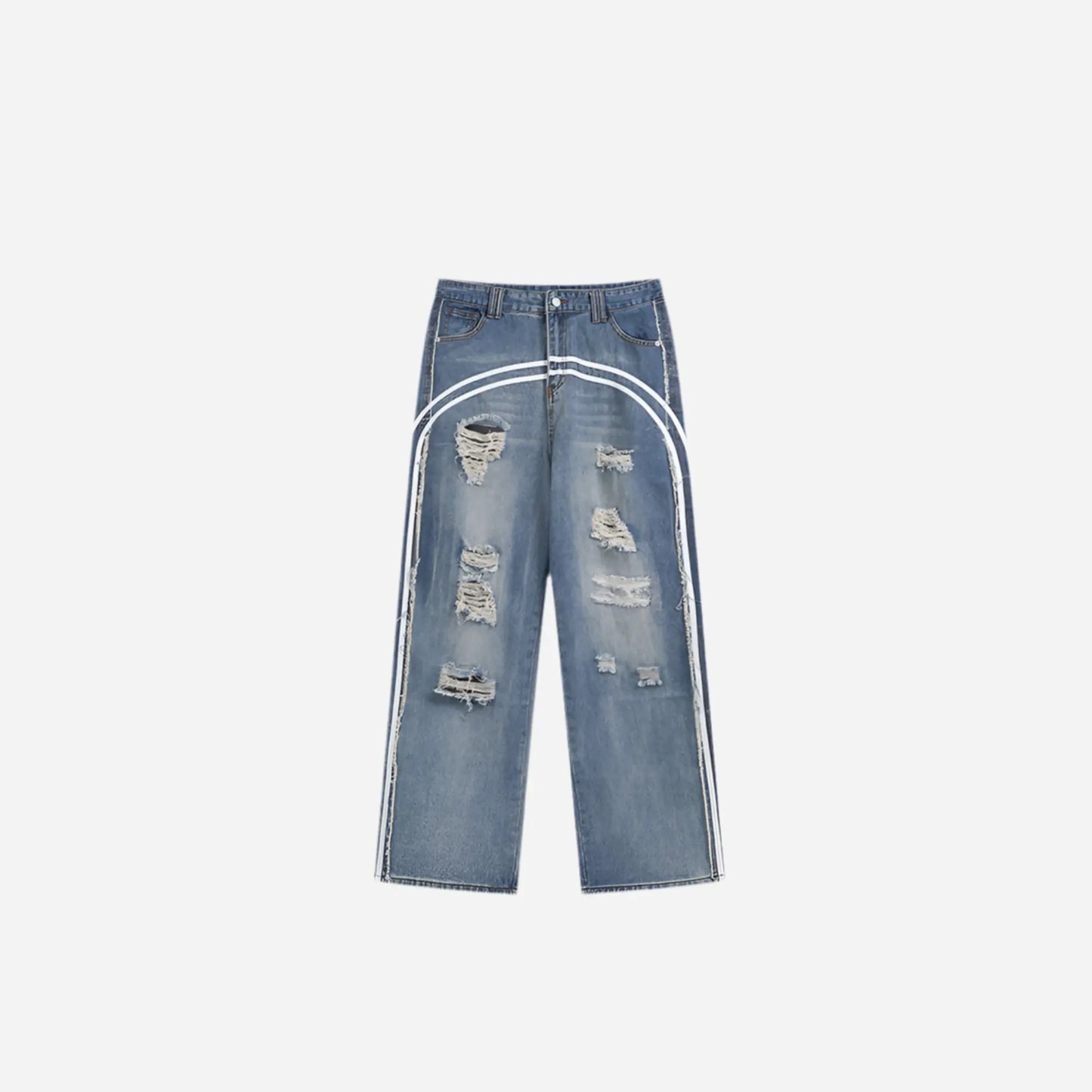 Grunge Distressed Striped Baggy Jean Hominus Denim