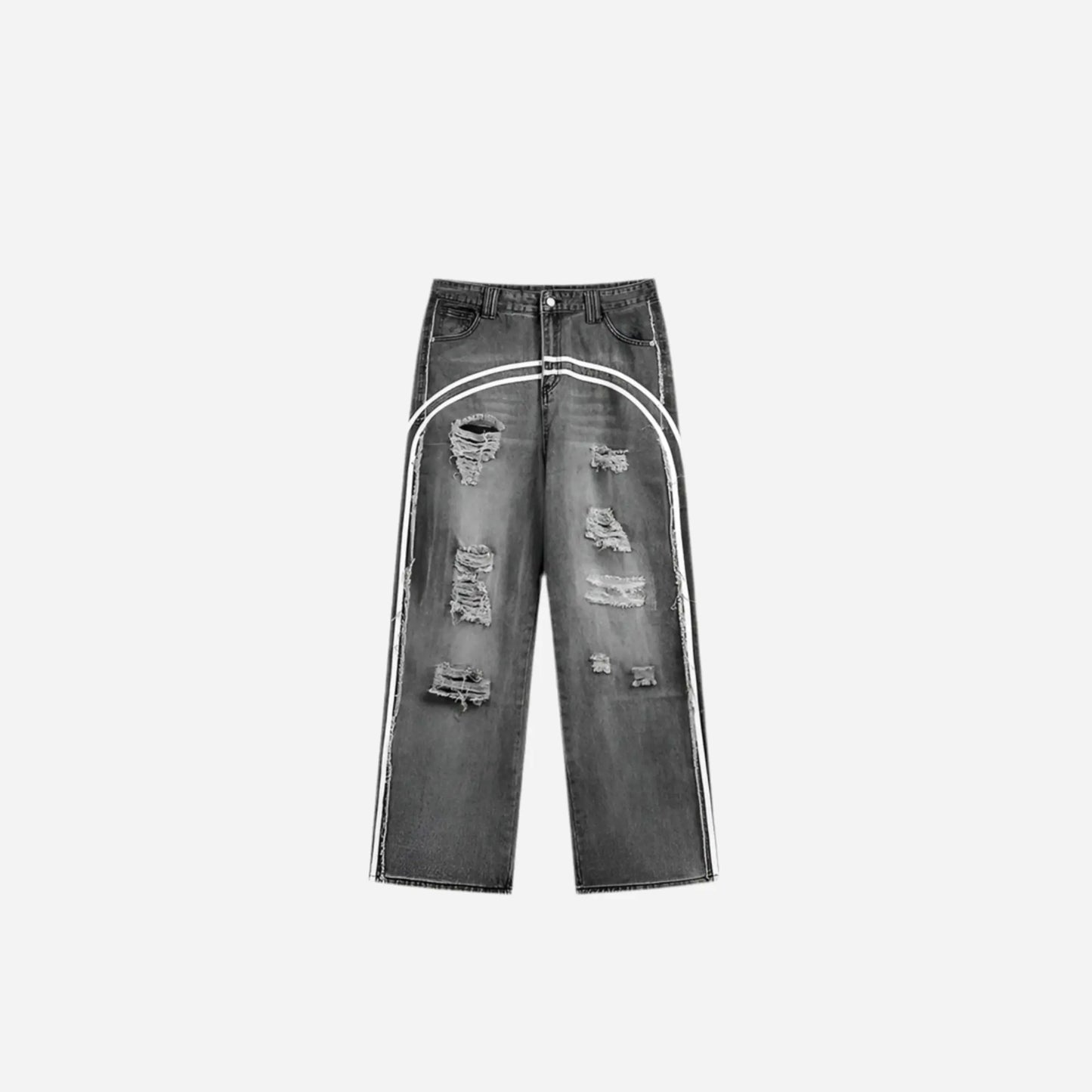 Grunge Distressed Striped Baggy Jean Hominus Denim