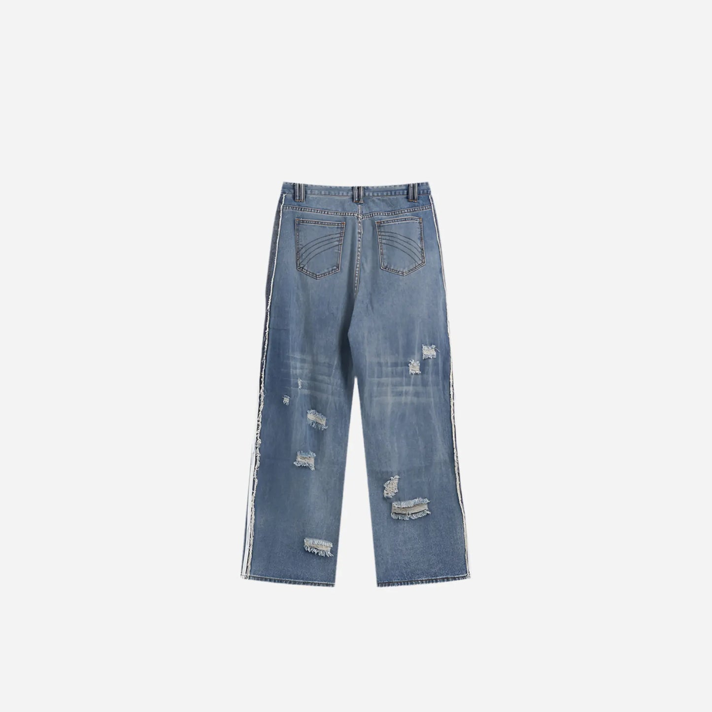 Grunge Distressed Striped Baggy Jean Hominus Denim