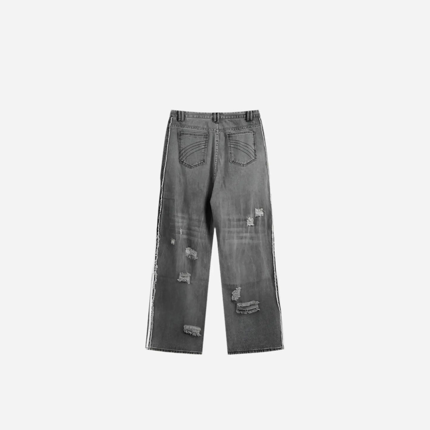 Grunge Distressed Striped Baggy Jean Hominus Denim