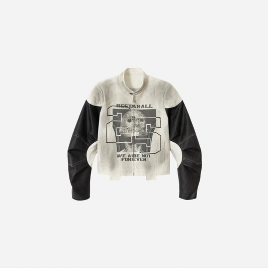 Grunge Printed Washed Leather Jacket Hominus Denim