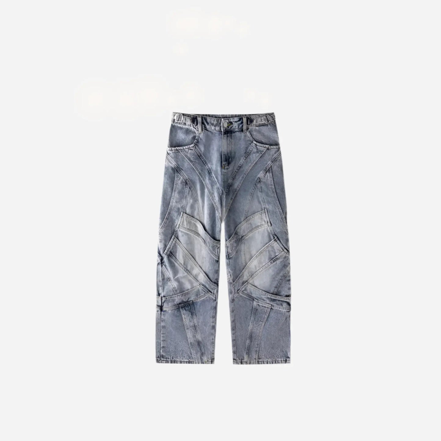 Grunge Washed Layered Striped Denim Jeans Hominus Denim