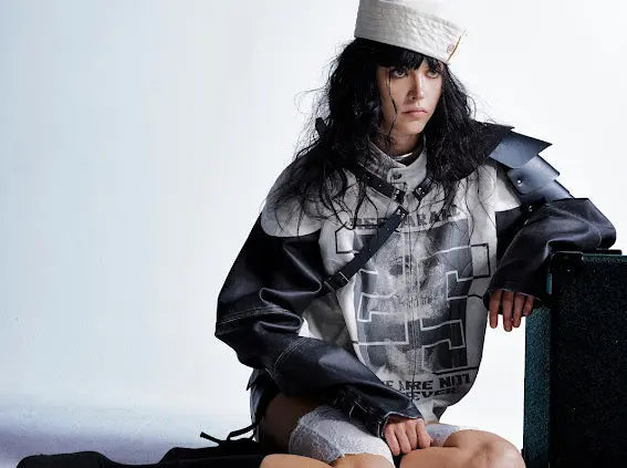 Grunge Washed Printed Washed Leather Jacket Hominus Denim