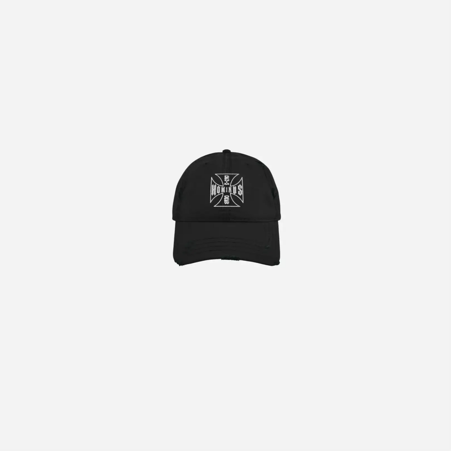 Hominus Denim Cross Logo Distressed Cap Hominus Denim