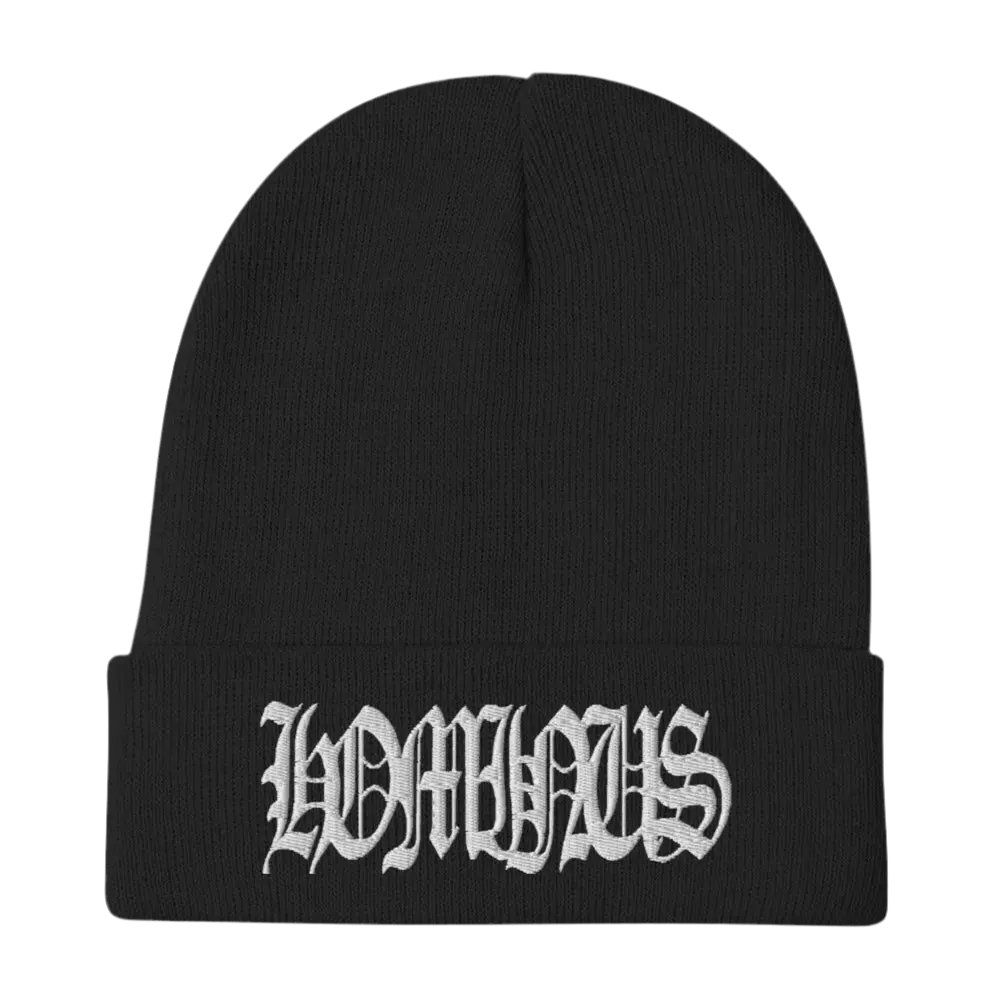 Hominus Denim Embroidered Gothic Logo Beanie Hominus Denim