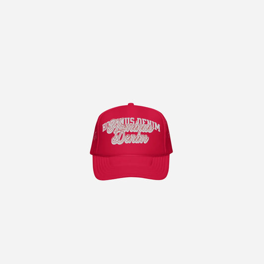 Hominus Denim Red Foam Trucker Cap Hominus Denim