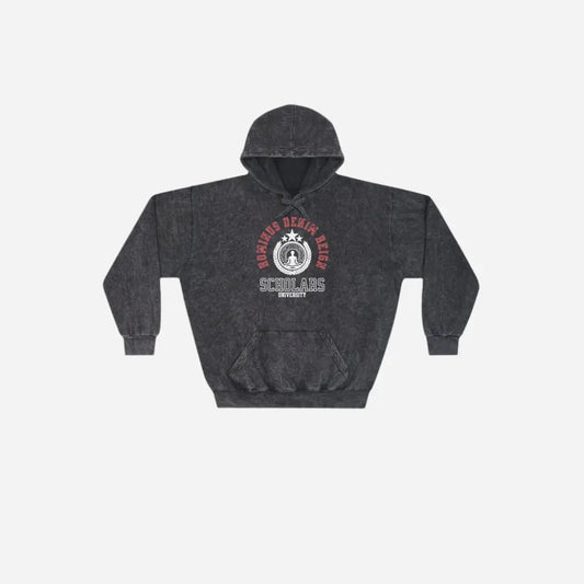 Hominus Denim Scholars Graphic Washed Hoodie Printify