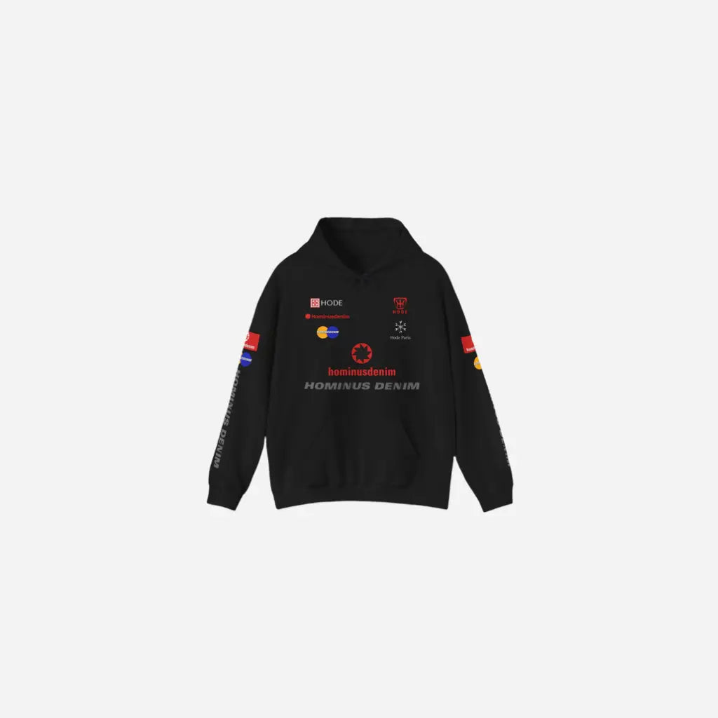 Hominus Denim Top Logo Hoodie Printify