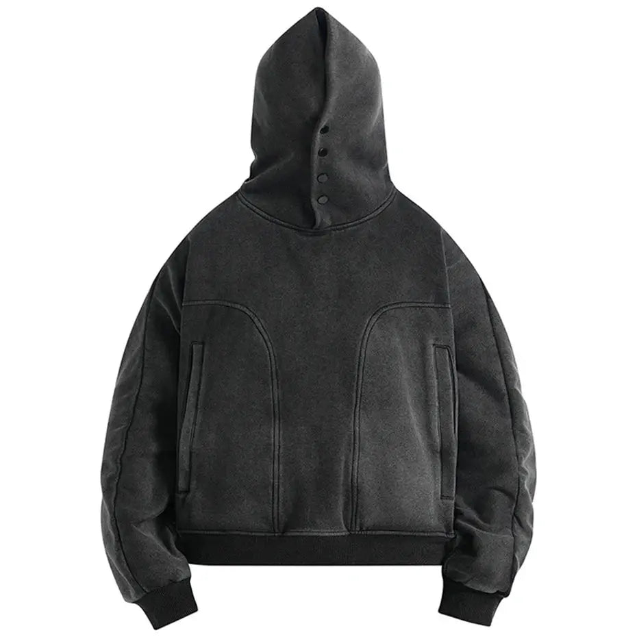 Hoodies Men 2024 Button Up Mask Pullover Hoodie Oversized Harajuku Hip Hop Streetwear Hoodie Sweatshirt Man Hominus Denim