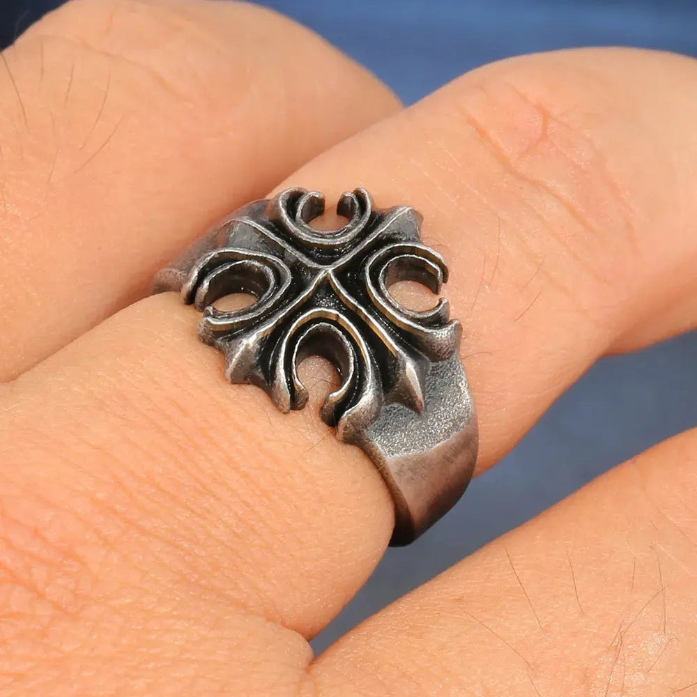 Hot retro titanium steel ring Hip Hop cross ring for hip men and women Hominus Denim