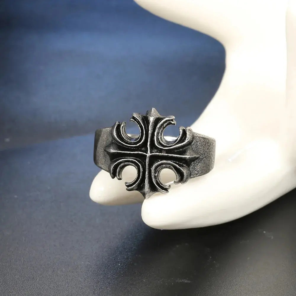 Hot retro titanium steel ring Hip Hop cross ring for hip men and women Hominus Denim