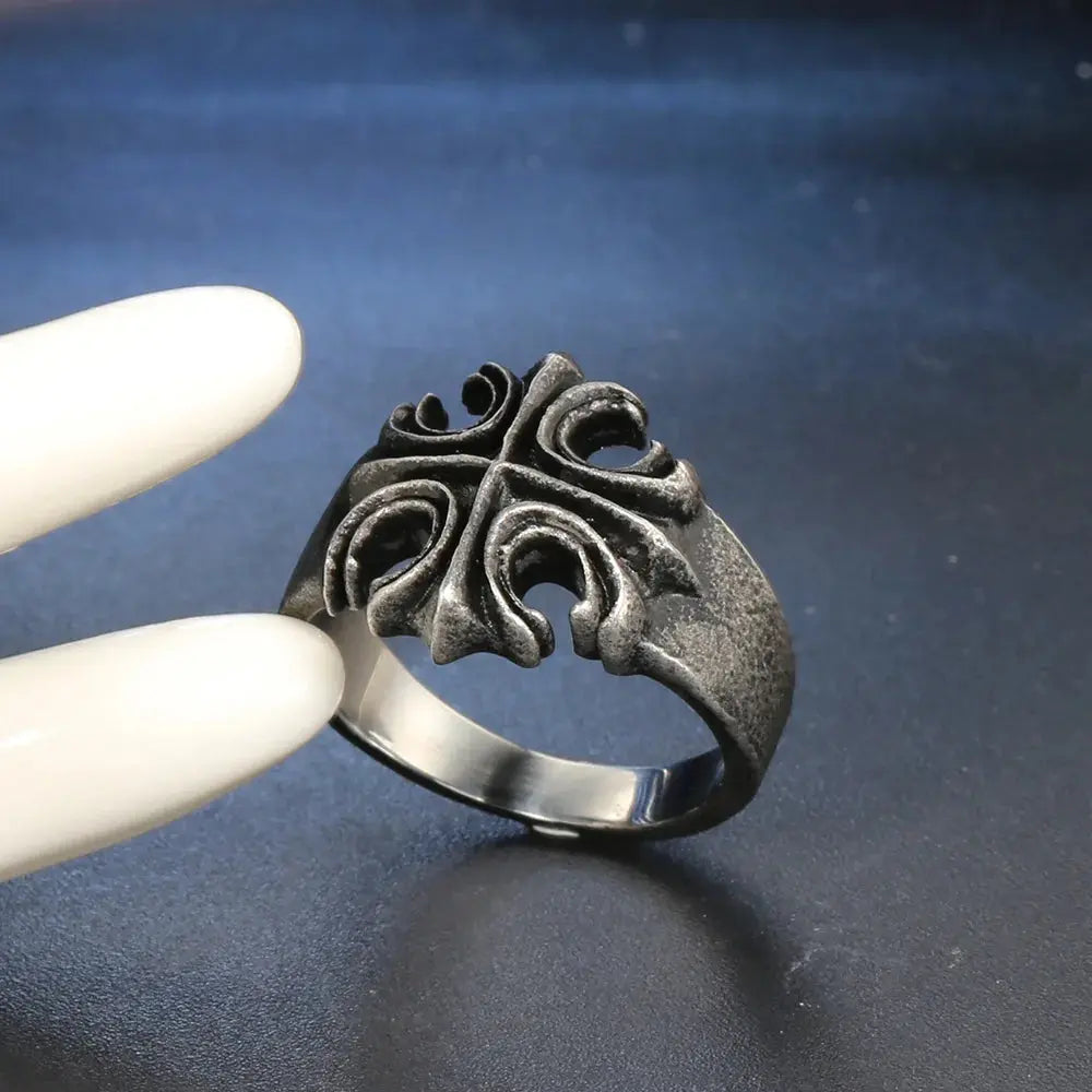 Hot retro titanium steel ring Hip Hop cross ring for hip men and women Hominus Denim