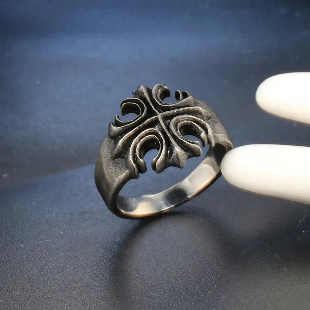 Hot retro titanium steel ring Hip Hop cross ring for hip men and women Hominus Denim