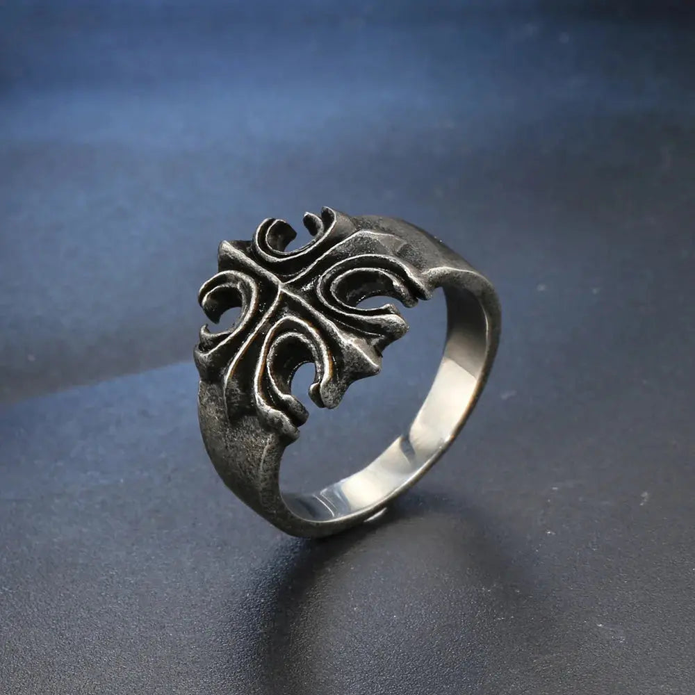 Hot retro titanium steel ring Hip Hop cross ring for hip men and women Hominus Denim