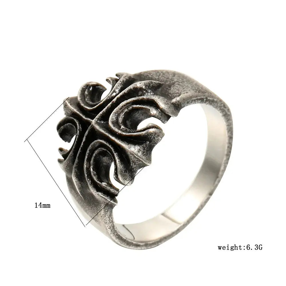 Hot retro titanium steel ring Hip Hop cross ring for hip men and women Hominus Denim