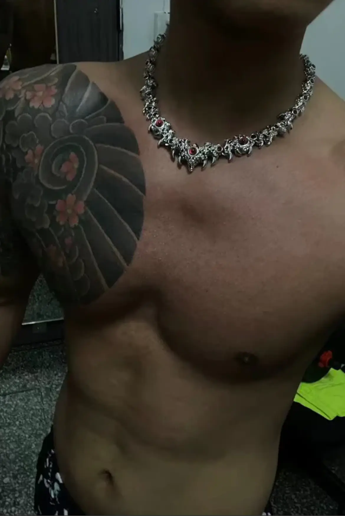 Iced Out Silver Red Eyes Chain Necklace Hominus Denim