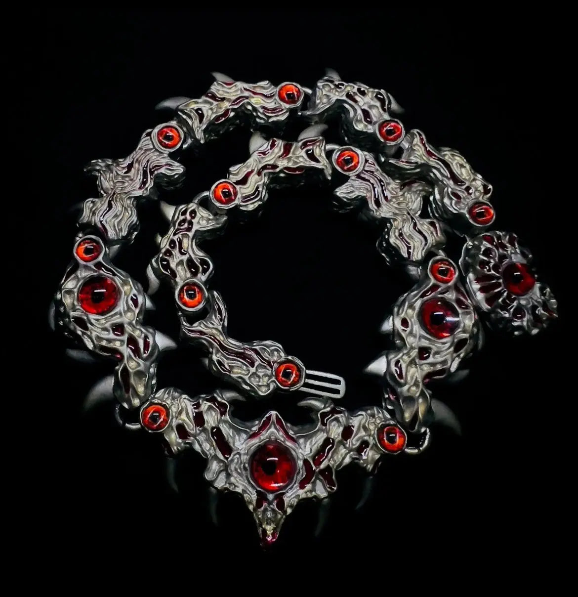 Iced Out Silver Red Eyes Chain Necklace Hominus Denim
