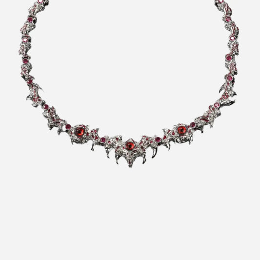 Iced Out Silver Red Eyes Chain Necklace Hominus Denim