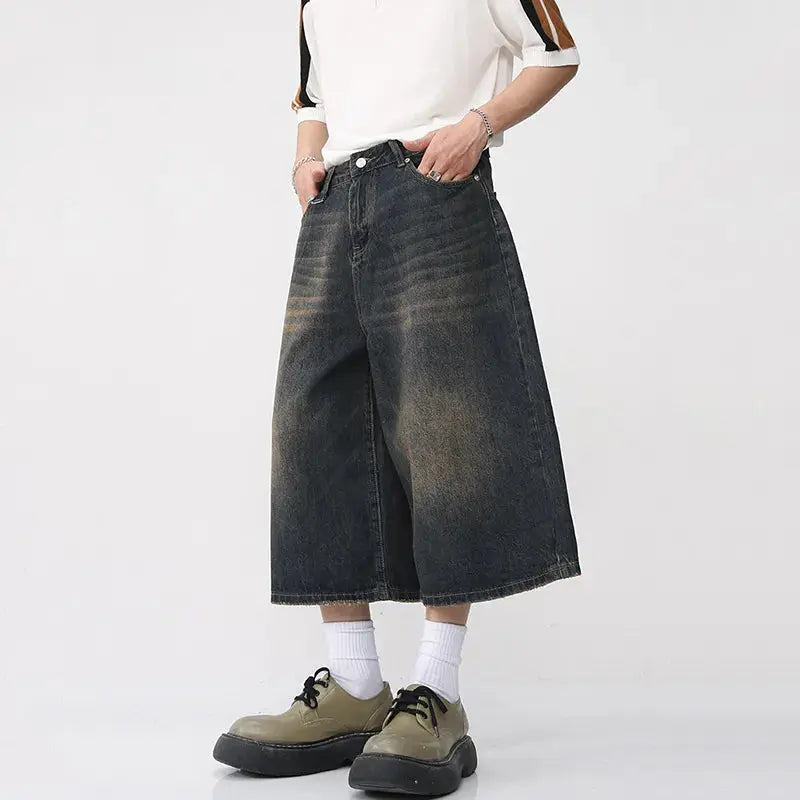 Jort Washed Jean Wide Leg Short - Hominus Denim