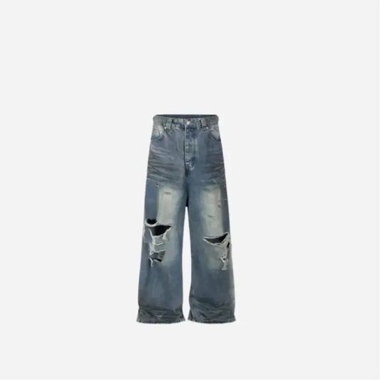 Large Destroyed Baggy Jean Hominus Denim