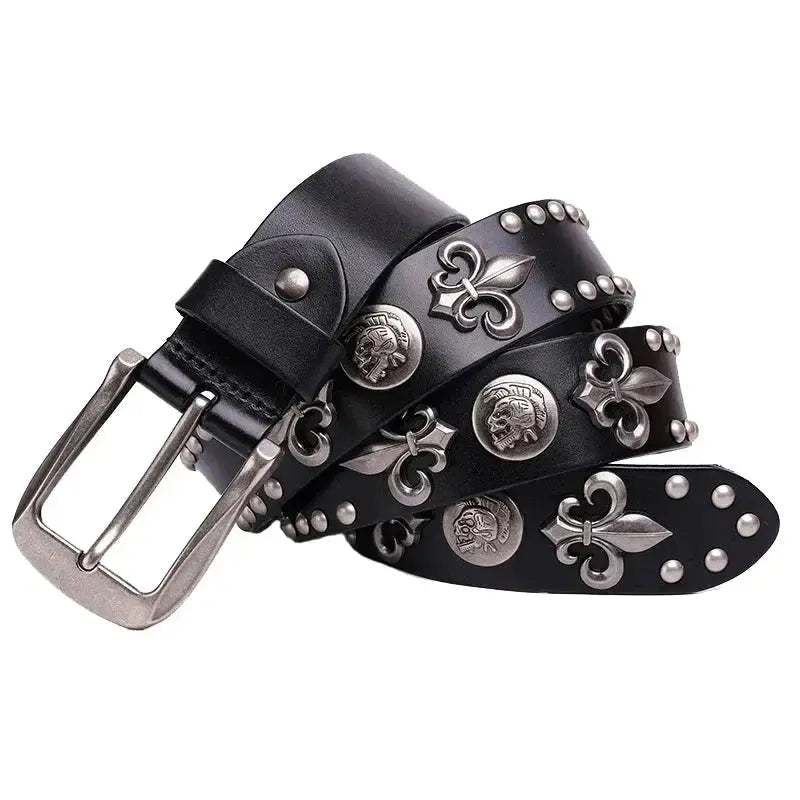 Leather Royal Flower Belt - Hominus Denim