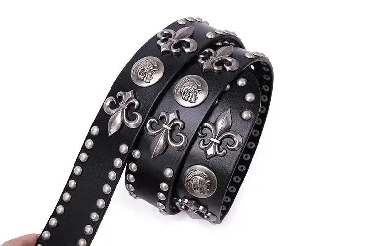 Leather Royal Flower Belt - Hominus Denim